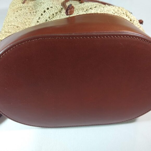 Sezane NWOT La Maroquinerie Sézane Paris 'Alma' cream w-brown leather bucket bag - Picture 7 of 16